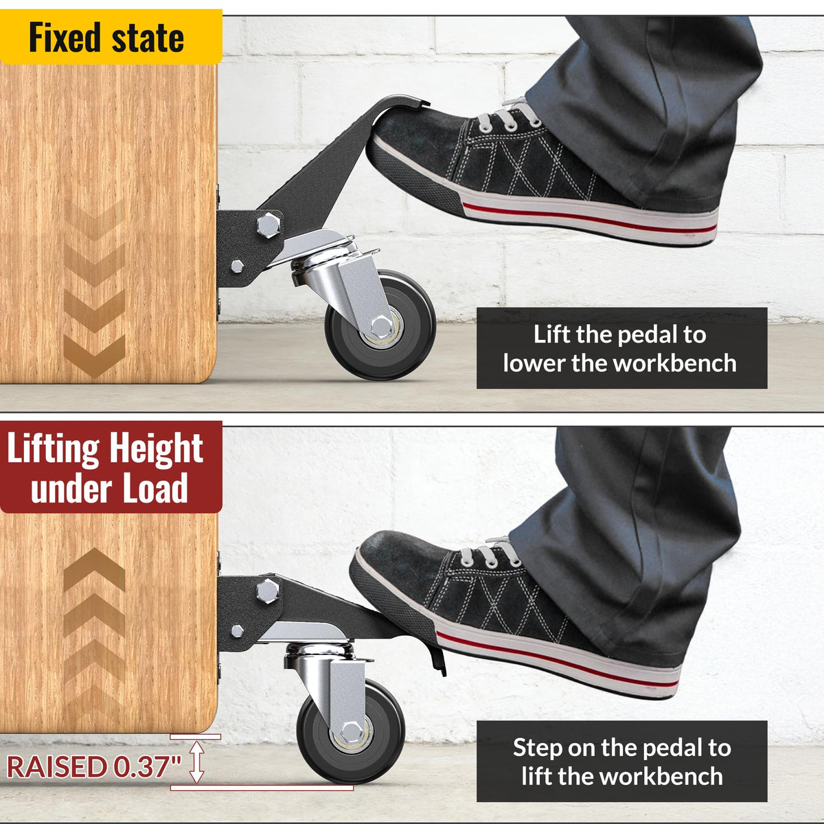 Heavy Duty Retractable Casters 700 lbs 4 Casters Y51594