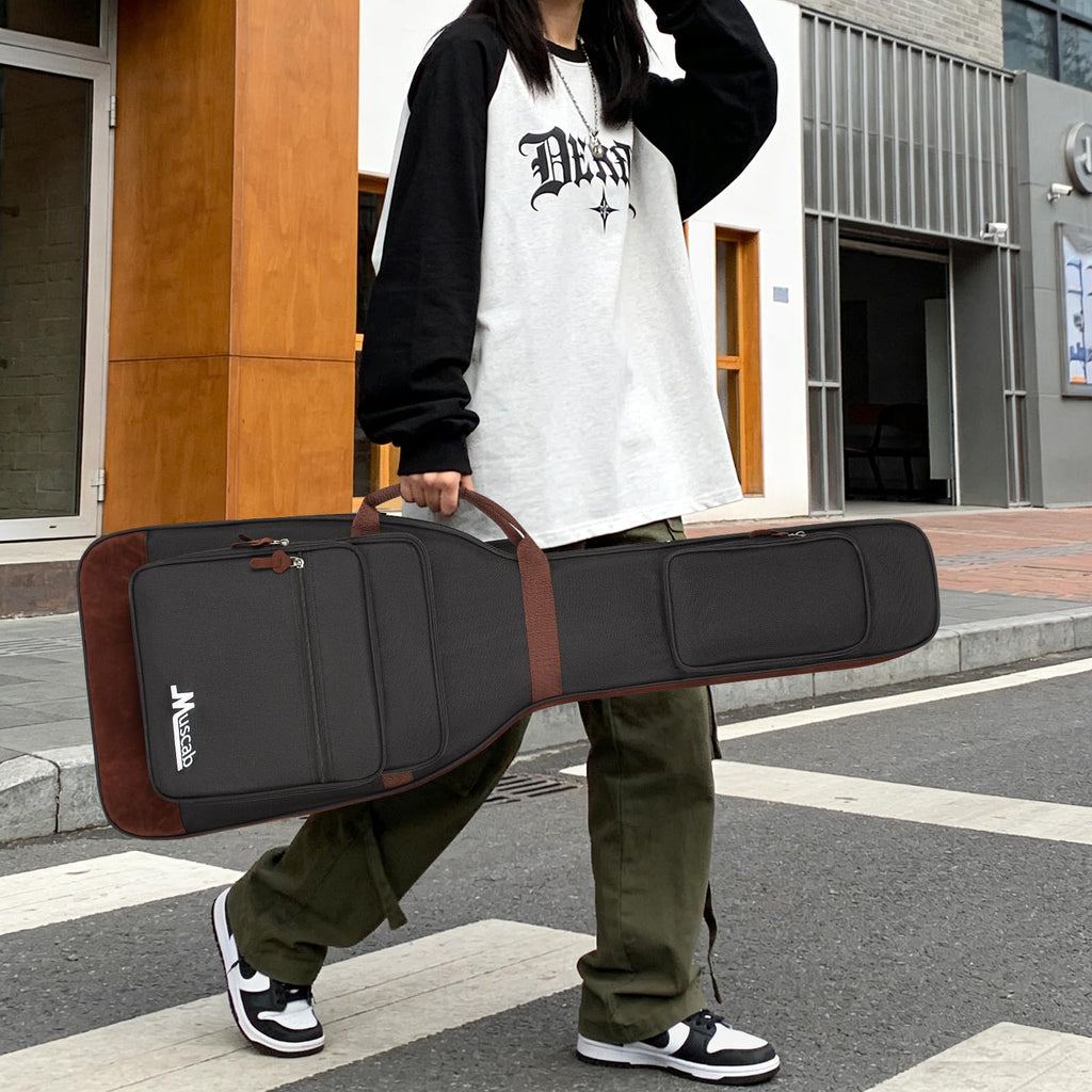 Black Electric Guitar Bag with Neck Strap and 4 Pockets R122