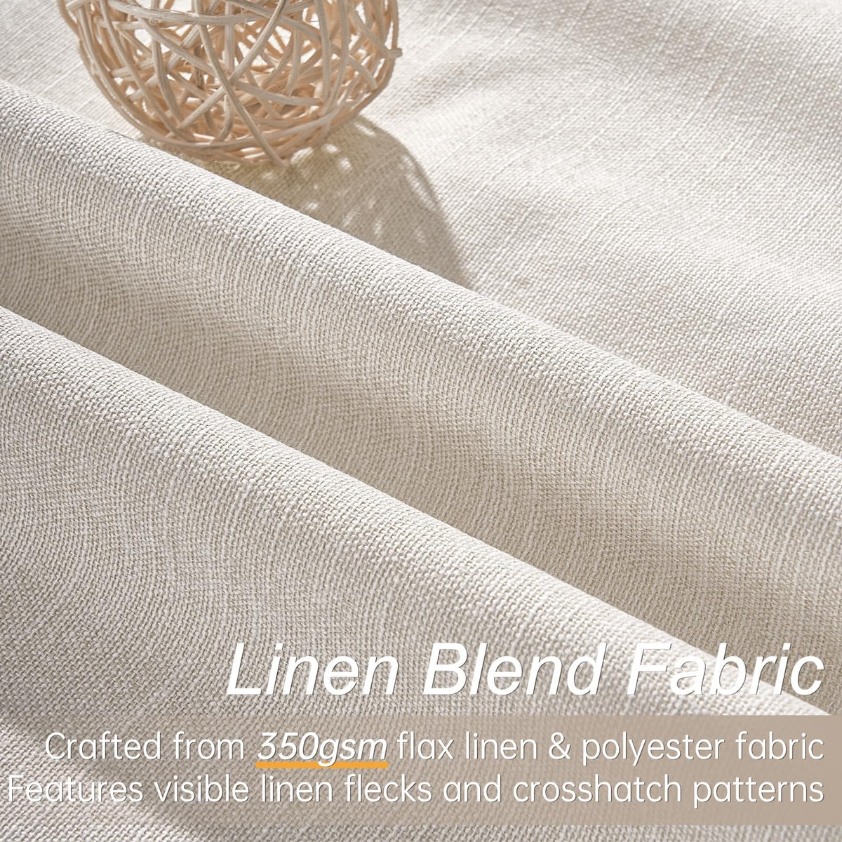 Cream Linen Blackout Curtains 84 Inch Pinch Pleat I965101