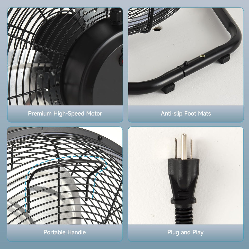 20" High Velocity Metal Floor Fan with Light I9438