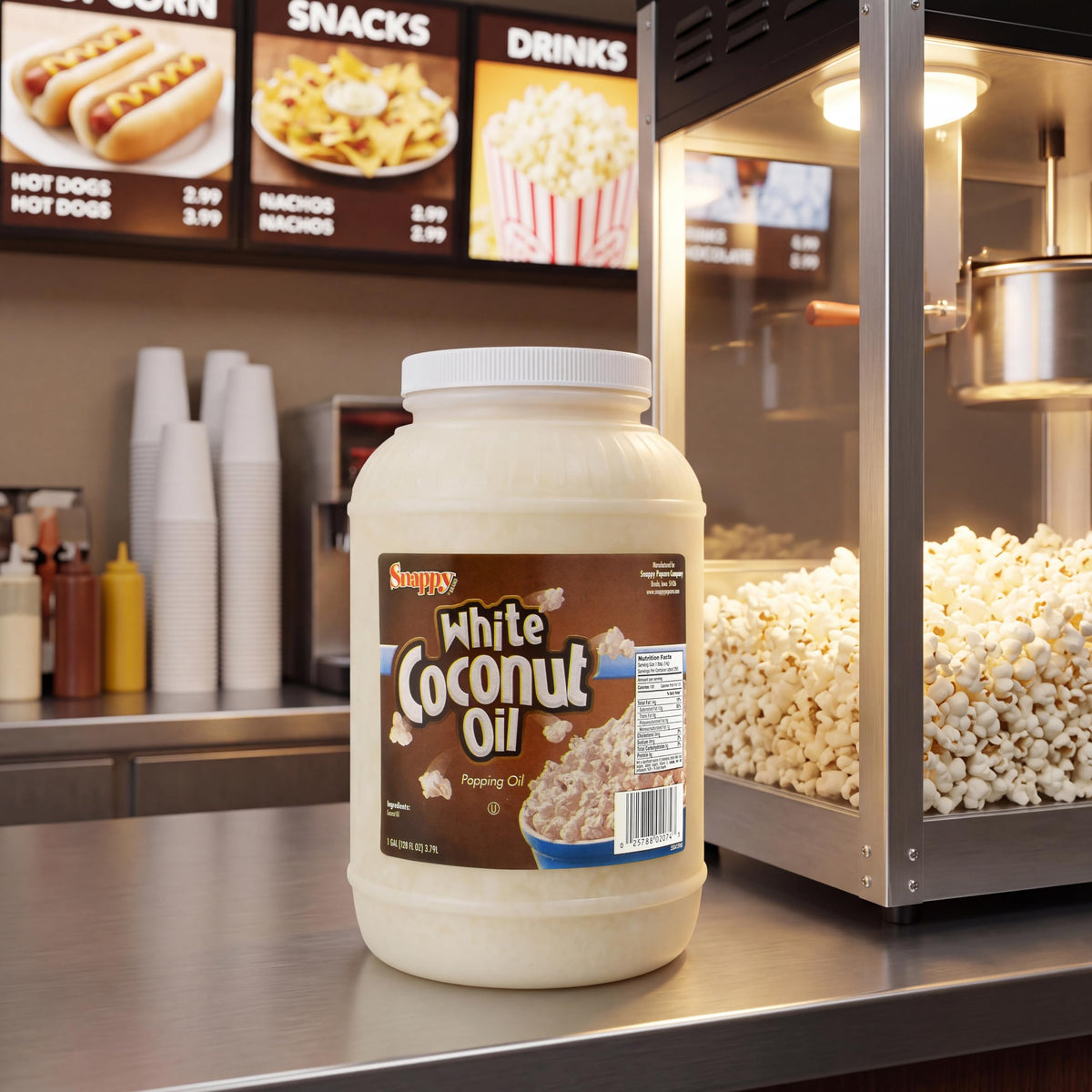 Pure White Coconut Popcorn Oil 1 Gallon 4 Count C553382