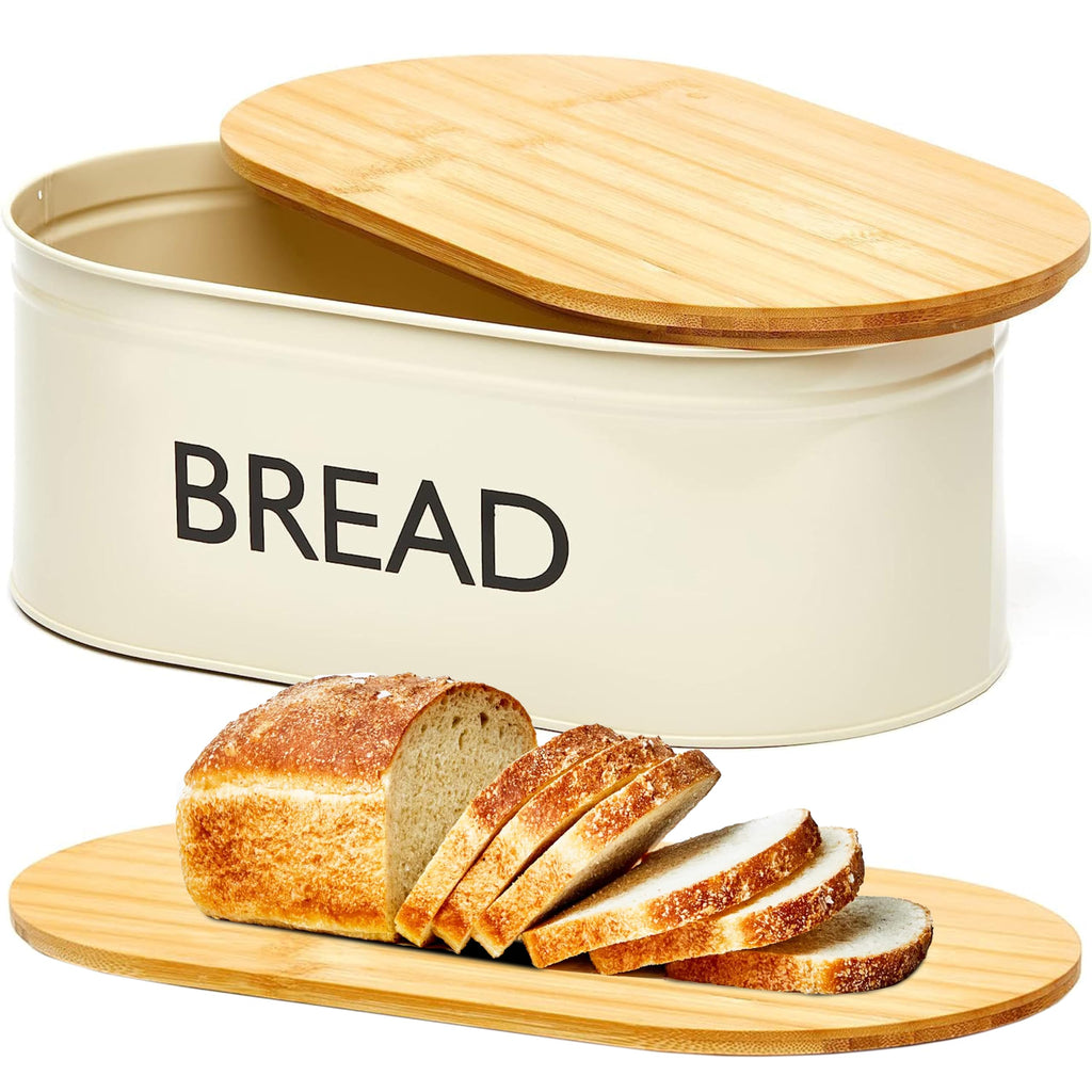 Metal Bread Box with Bamboo Lid C61849
