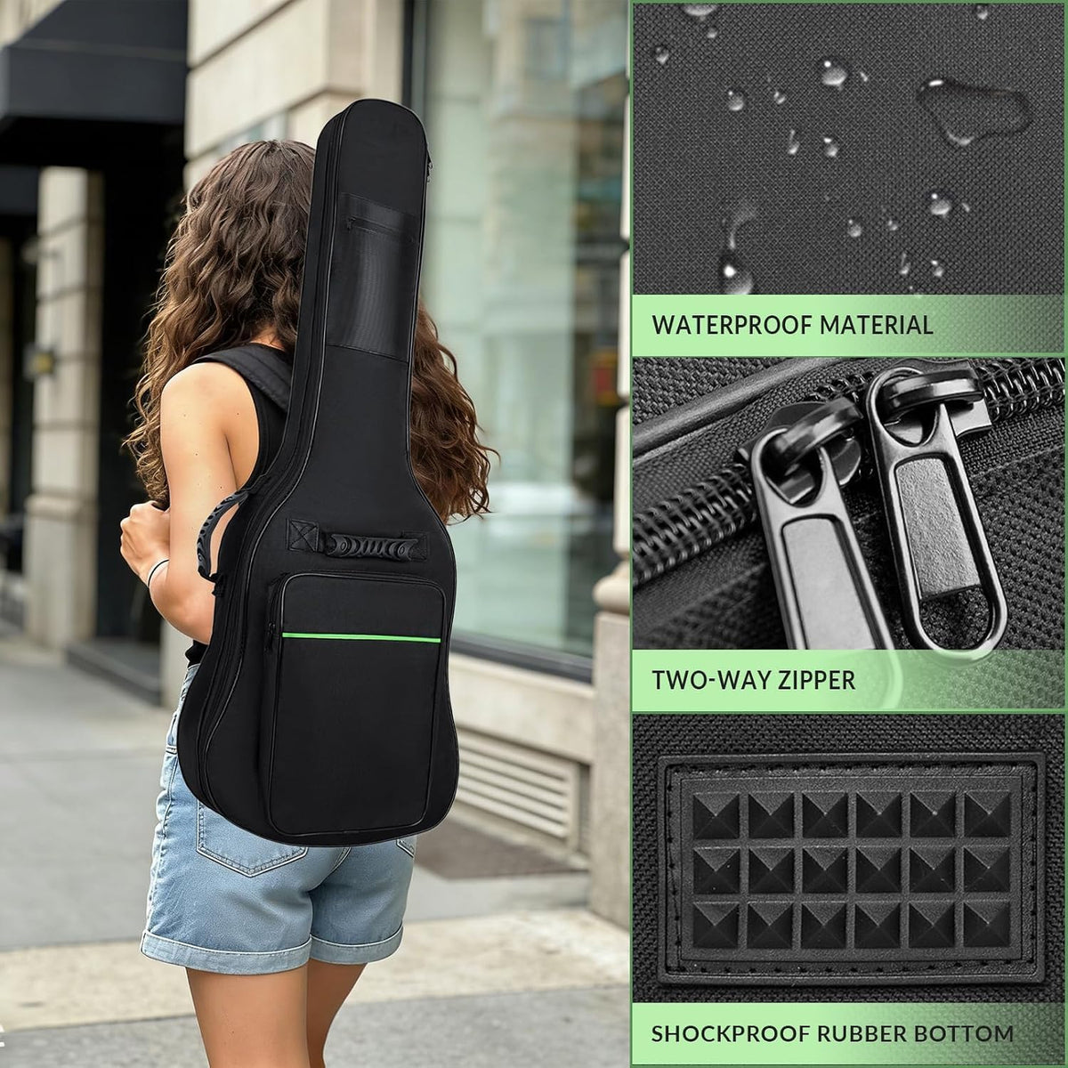 39 Inch 7mm Padding Waterproof Black Electric Guitar Bag P148901