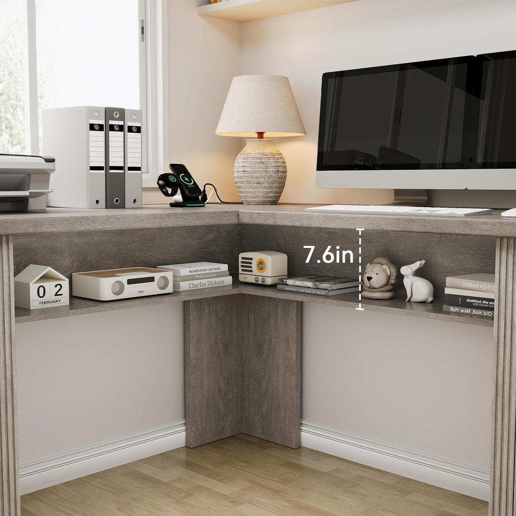 L Shaped Executive Desk with 4 Drawers Grey O551