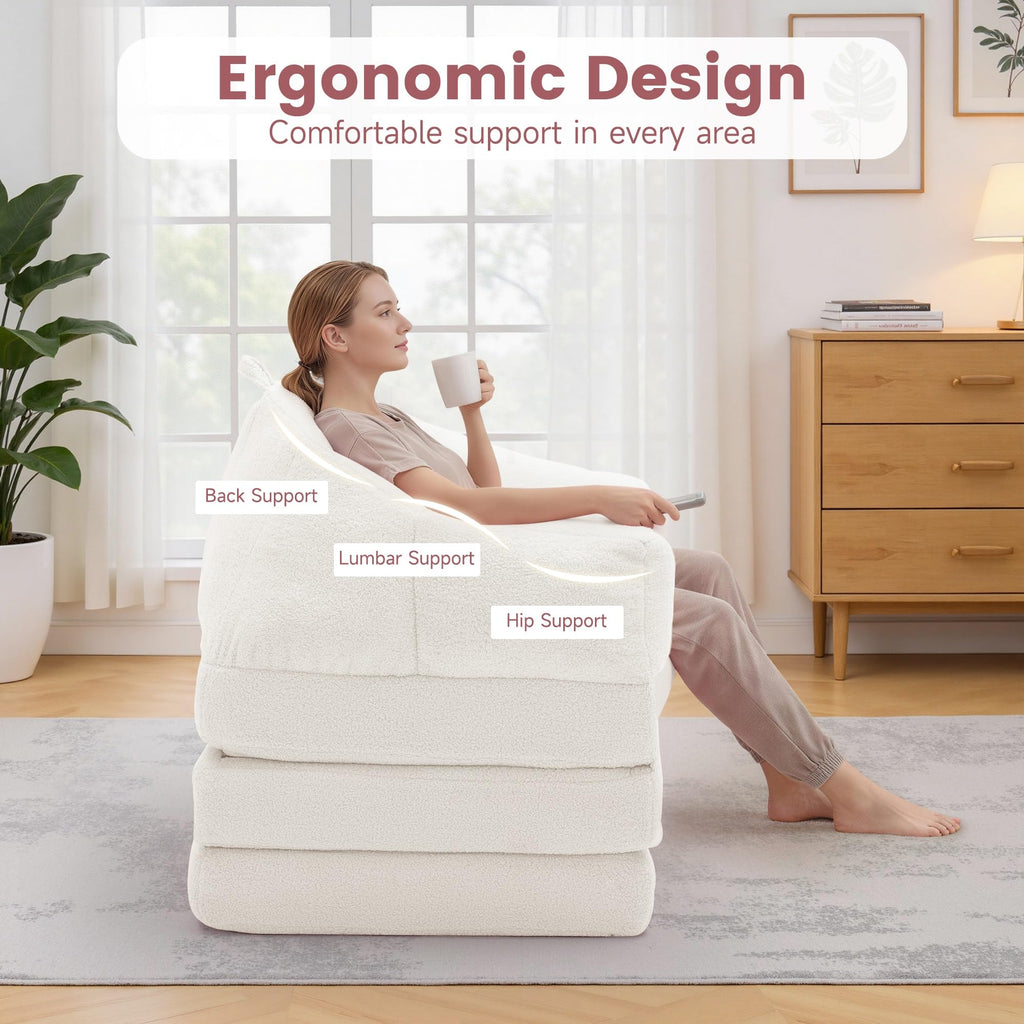 Beige 2 in 1 Convertible Sleeper Sofa Bed Z2145