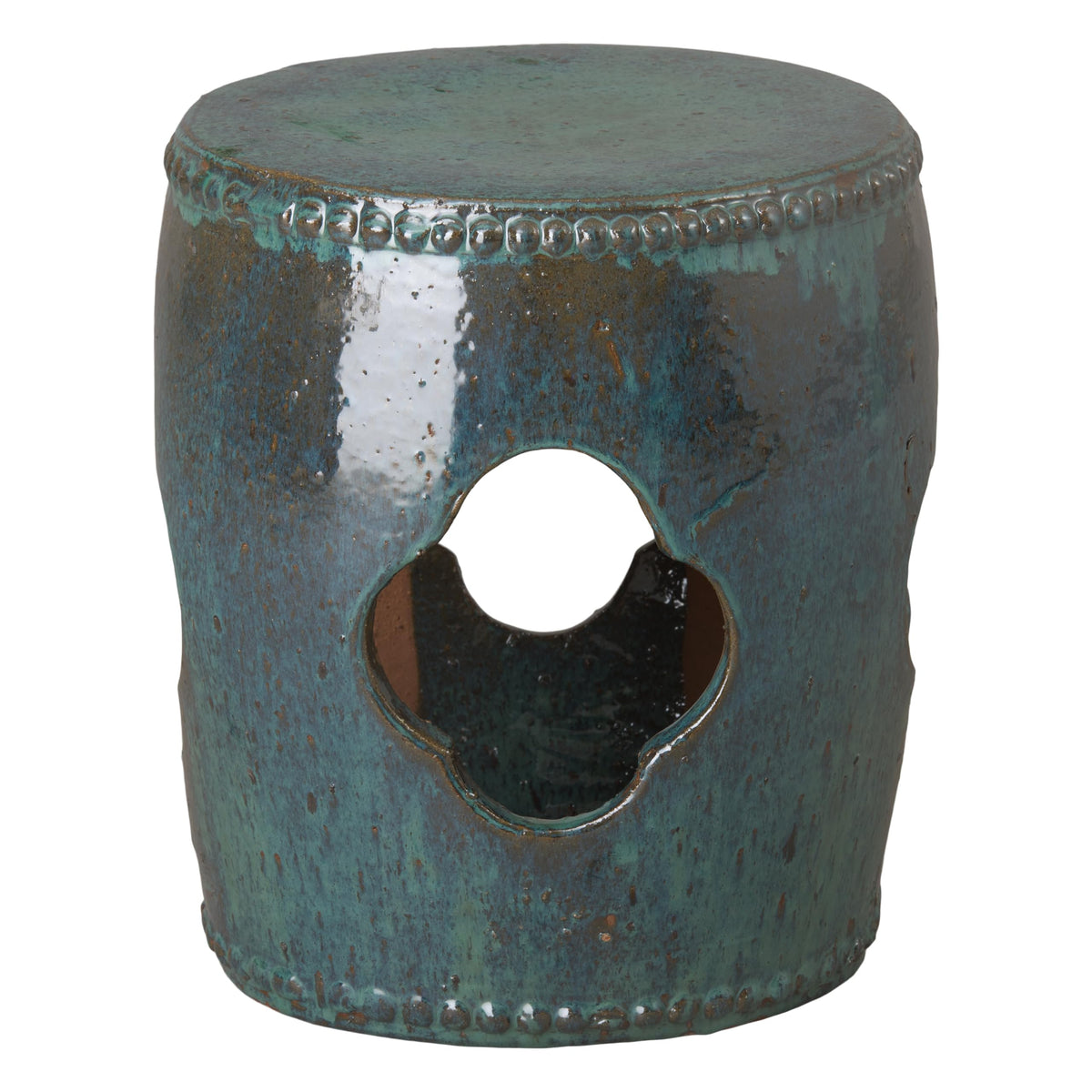 Teal Round Ceramic Garden Stool A224