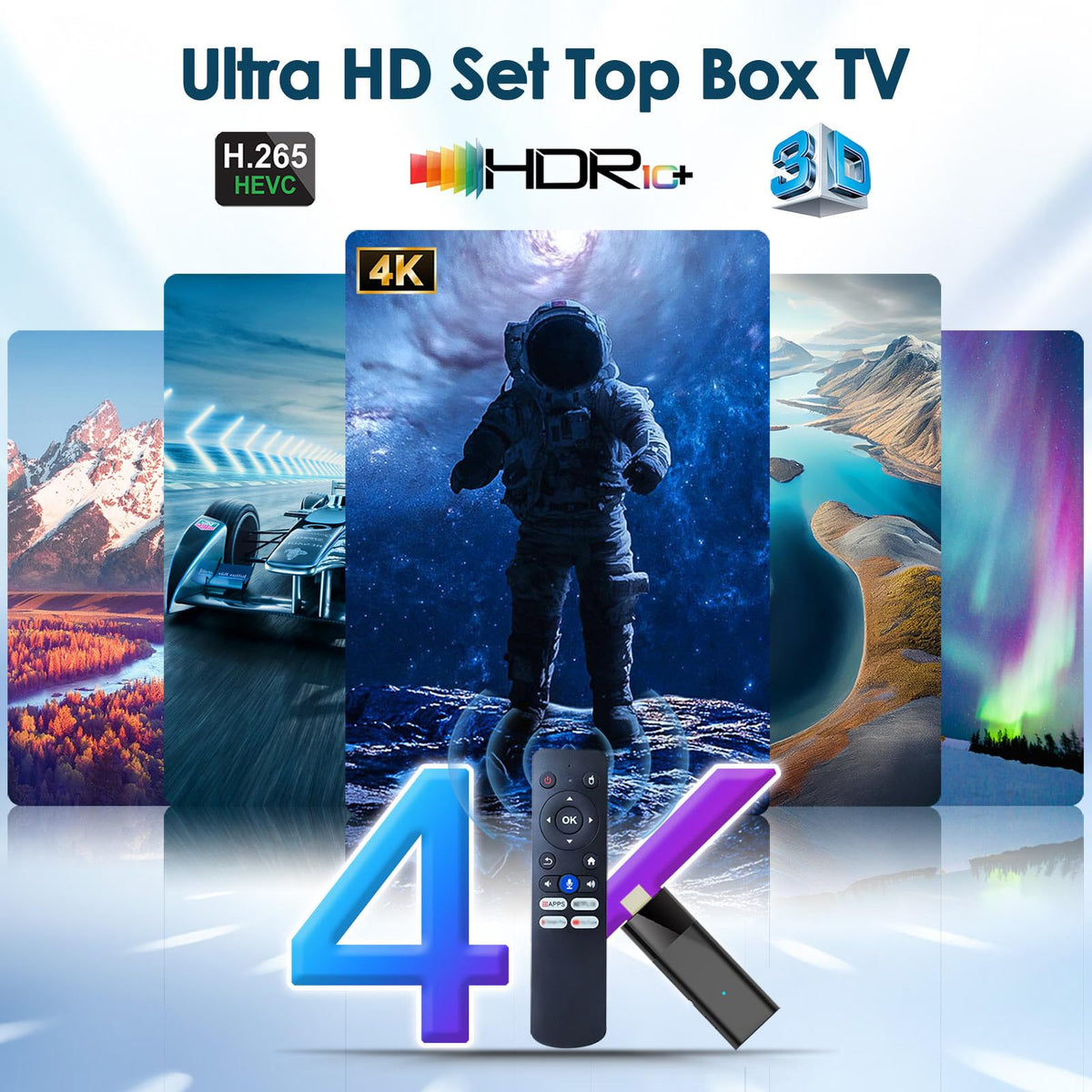 Android TV Stick 4K 2GB RAM 16GB ROM H313 CPU Wi-Fi Bluetooth 5.0 HDR10 Voice Remote Control L599