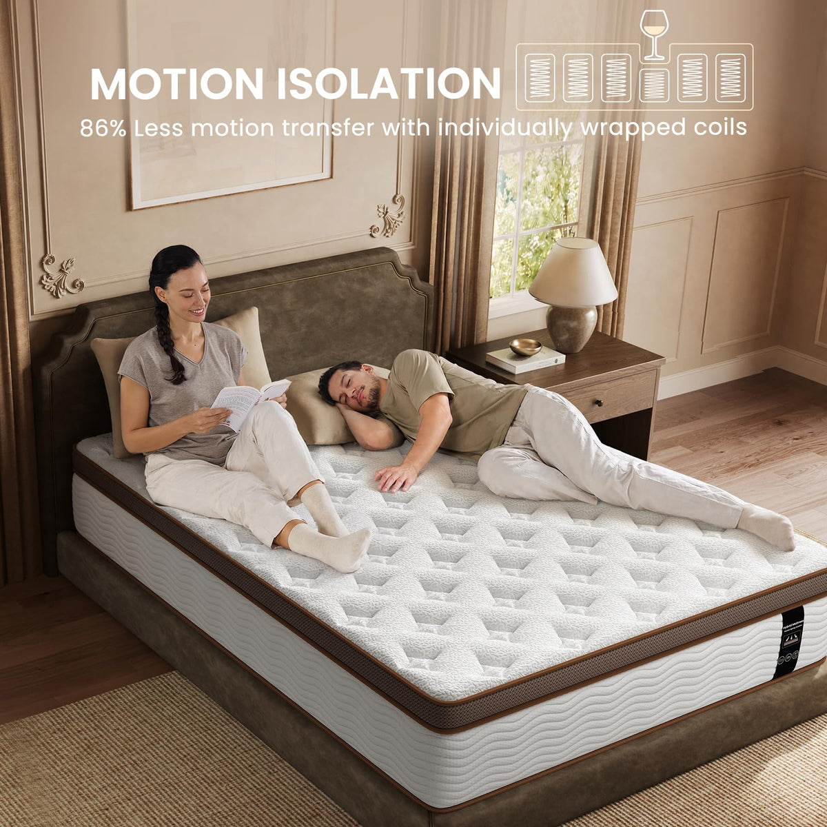 Queen Size 14 Inch Hybrid Mattress with Memory Foam J835729
