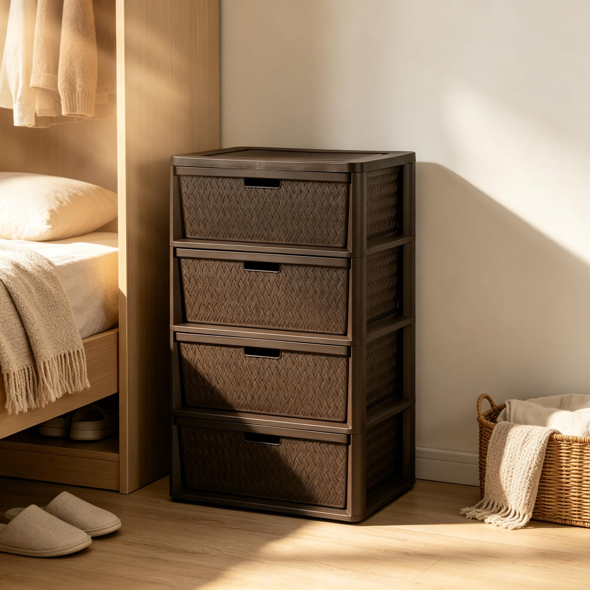 Brown 4-Drawer Storage Tower S36497