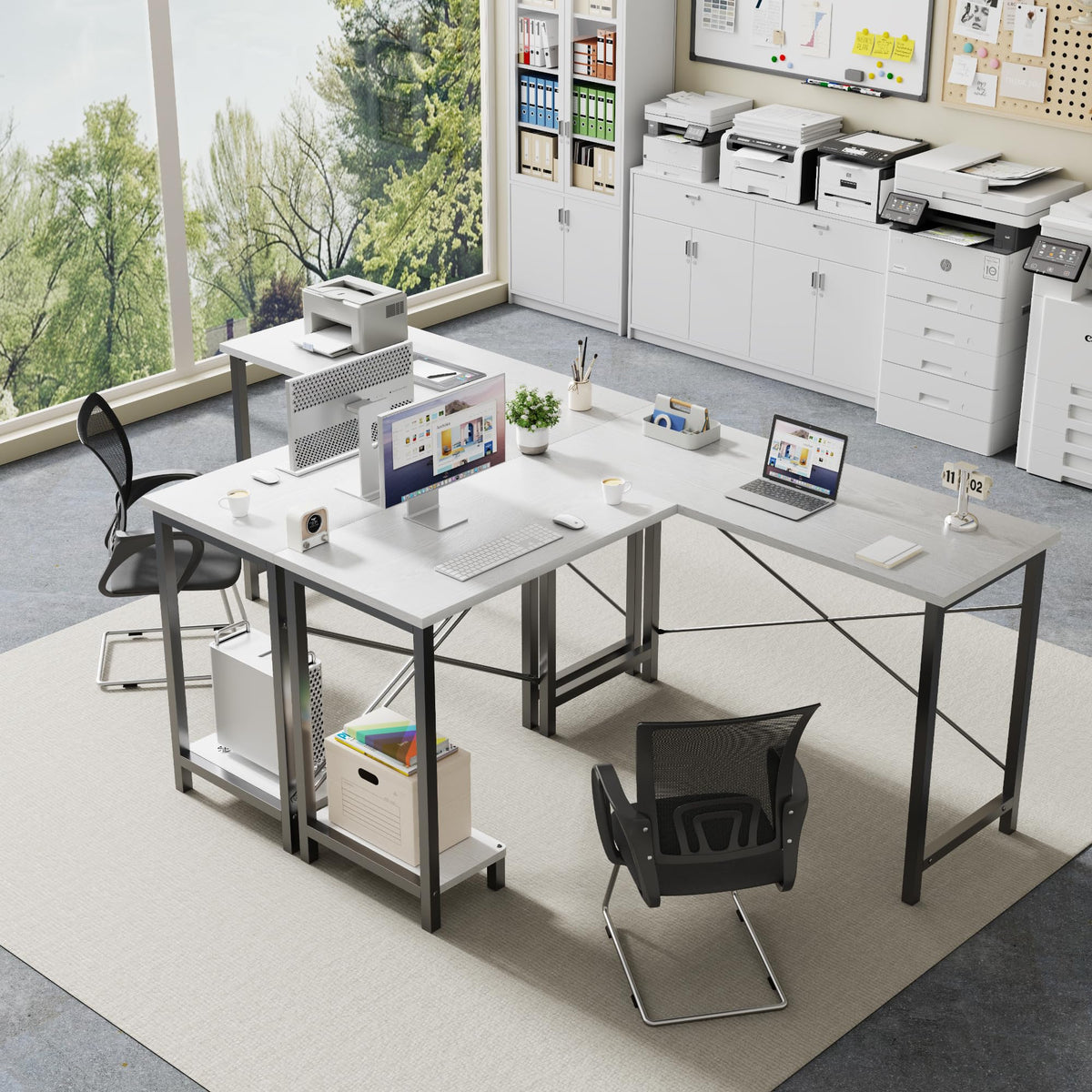 50-Inch Reversible L Shaped Desk with CPU Shelf A30763
