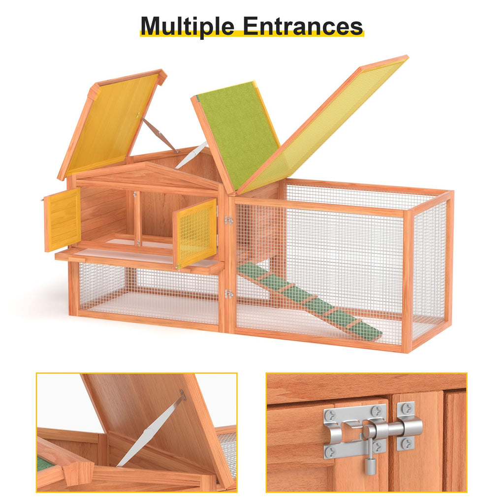 Wooden Chicken Coop 60” 2 Tier with Pull Out Tray & Ramp L82964