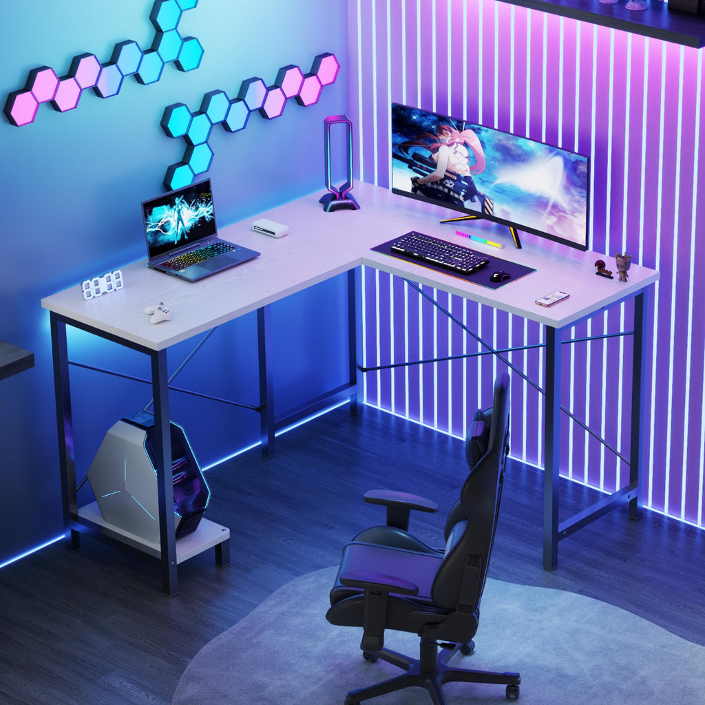50-Inch Reversible L Shaped Desk with CPU Shelf A30763