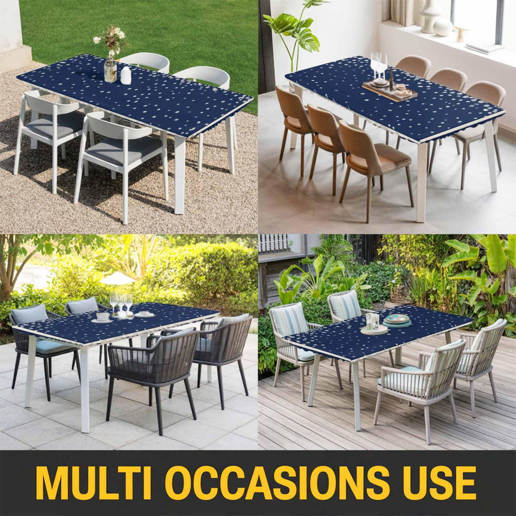 Silver Speckle Fitted Rectangle Tablecloth 32" x 72" Navy Blue Elastic Waterproof Table Cover C708