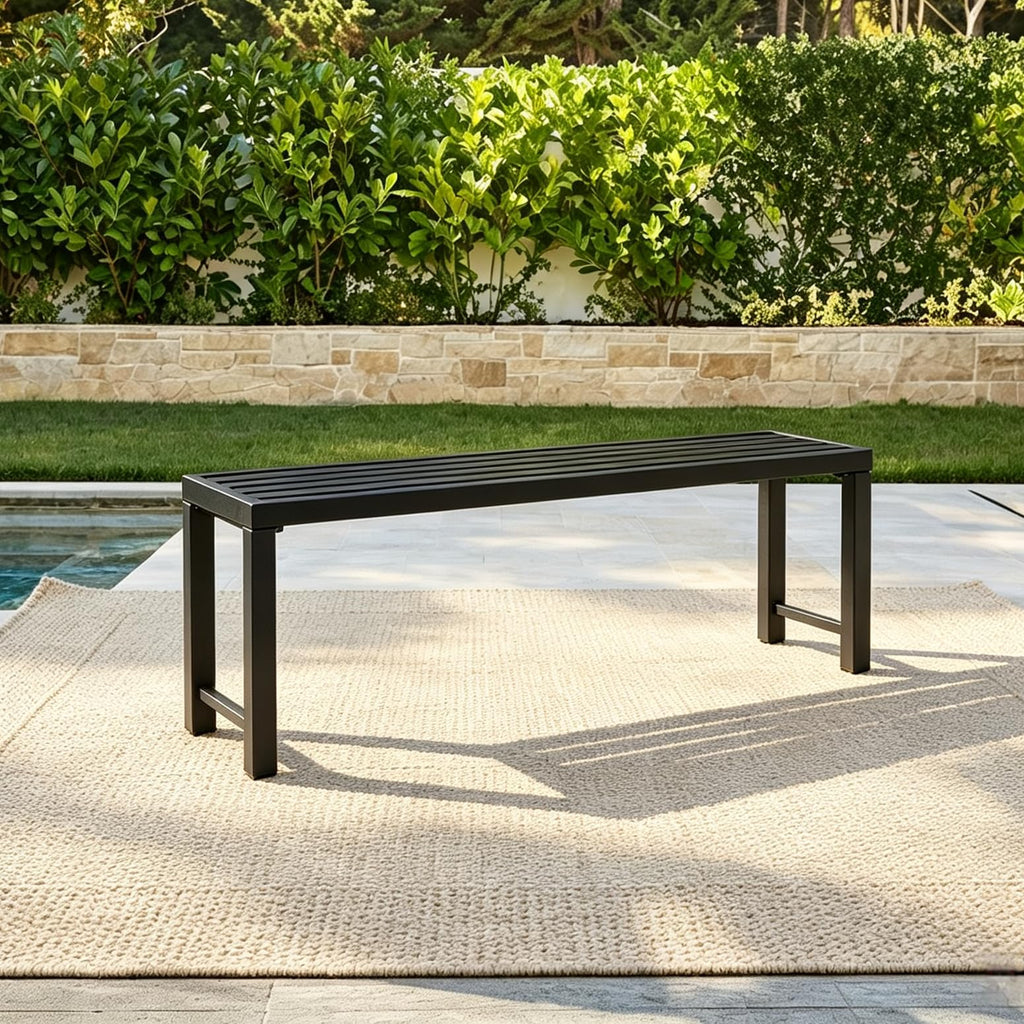 Black 46" Metal Outdoor Bench V61848