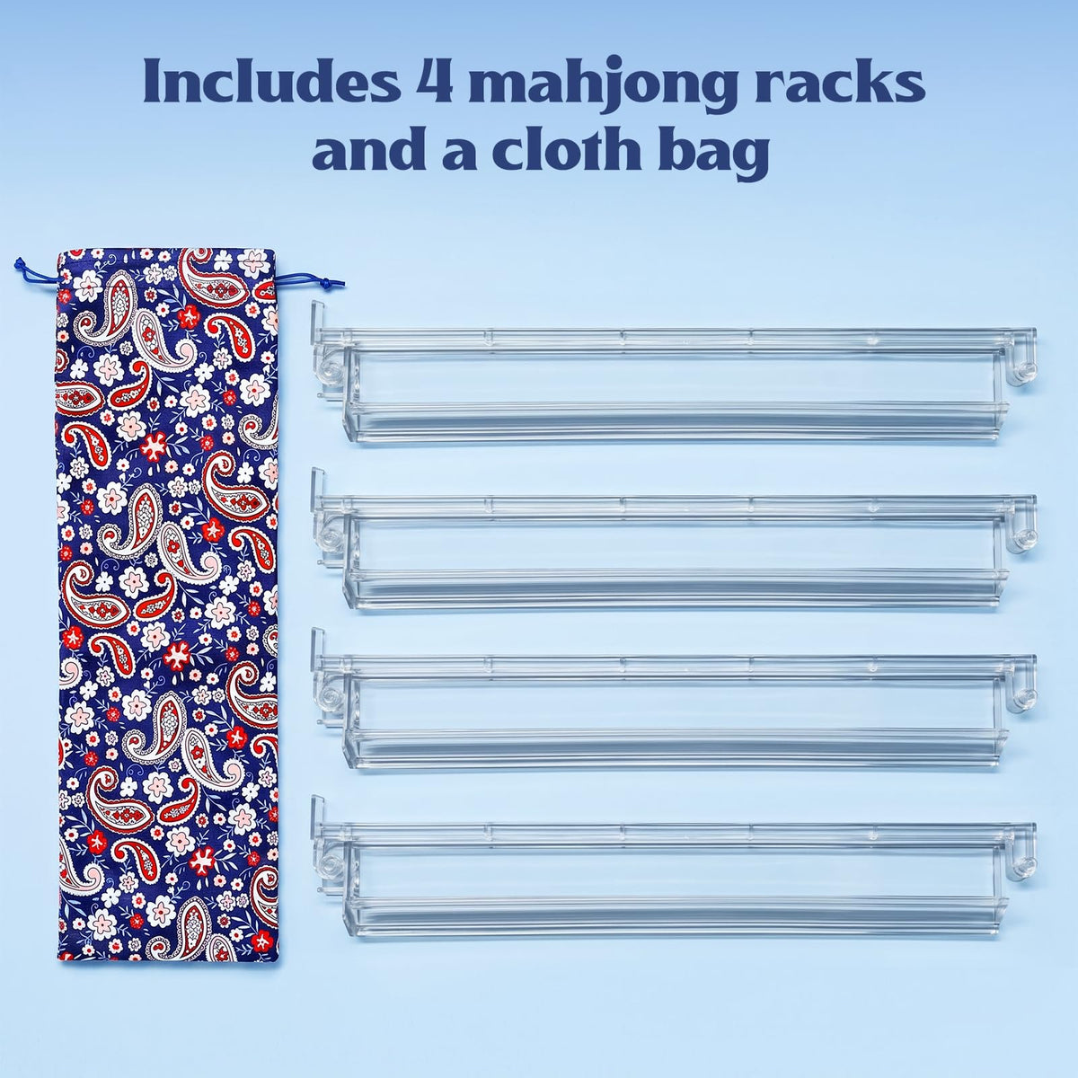 Clear Mahjong Racks with Pushers, 4-Pack X659