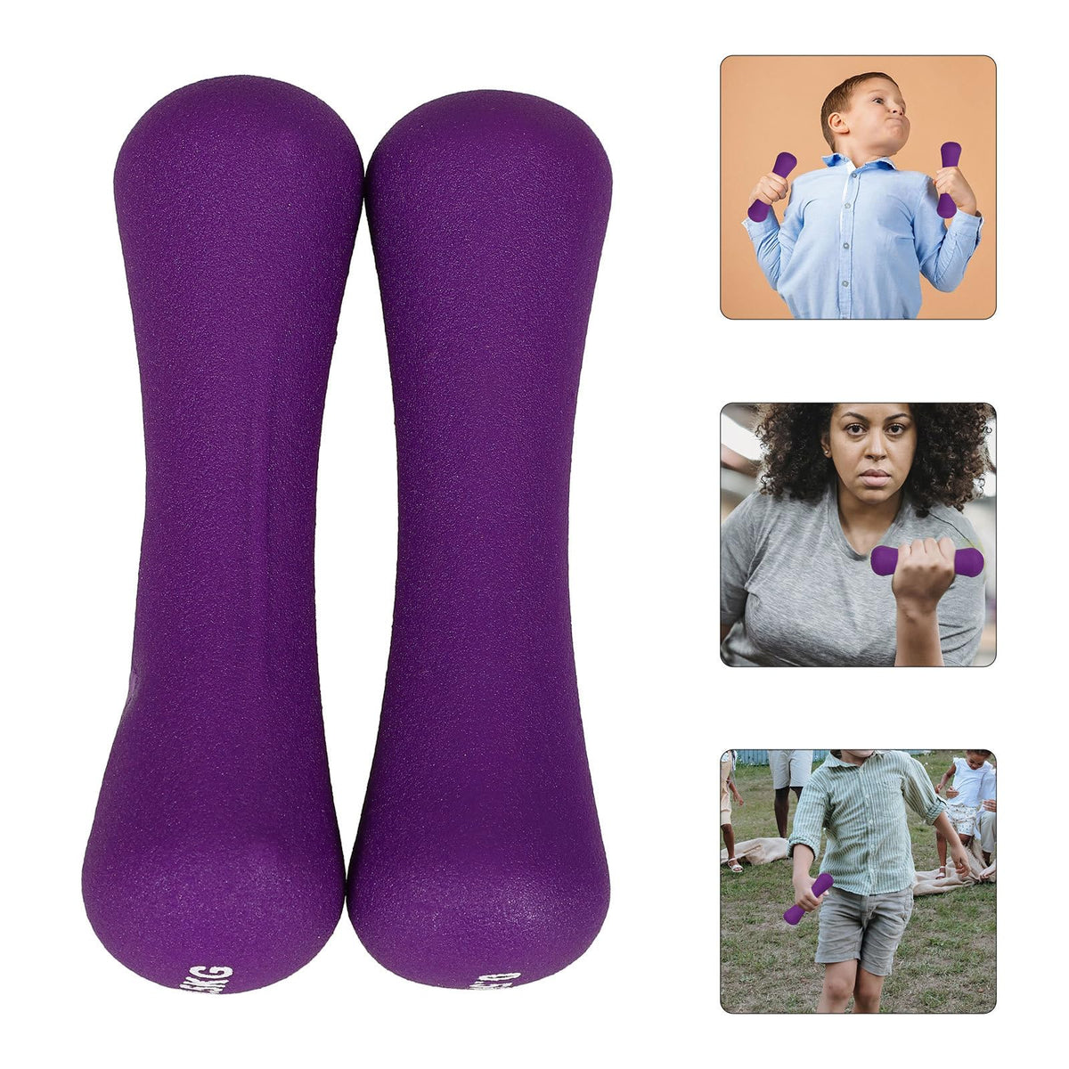 Bone-shaped Hand Dumbbells 2pcs 0.5kg Purple Neoprene Coated N4469
