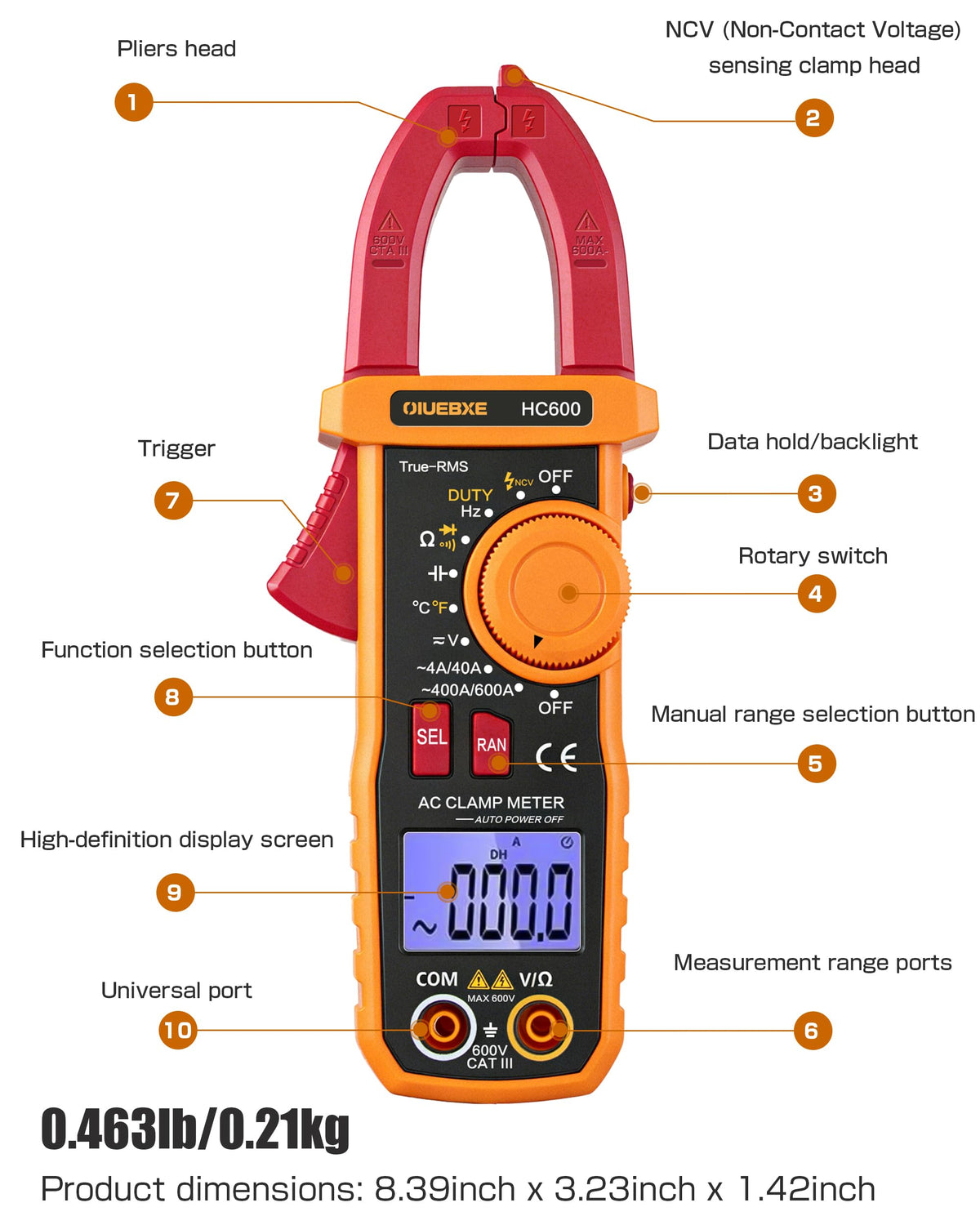 600A True RMS Clamp Meter U9531