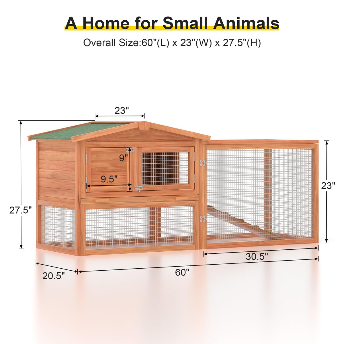Wooden Chicken Coop 60” 2 Tier with Pull Out Tray & Ramp L82964