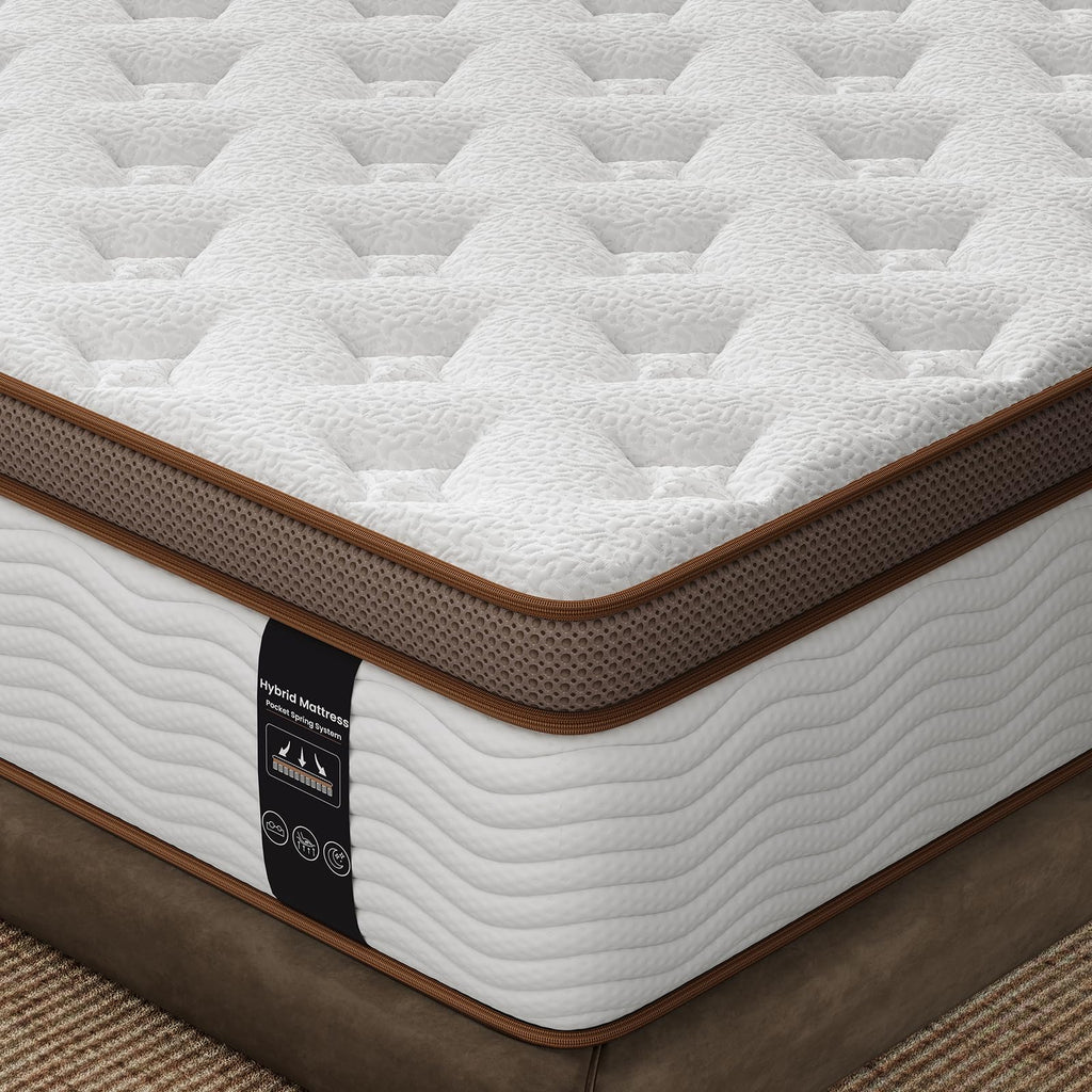 Queen Size 14 Inch Hybrid Mattress with Memory Foam J835729
