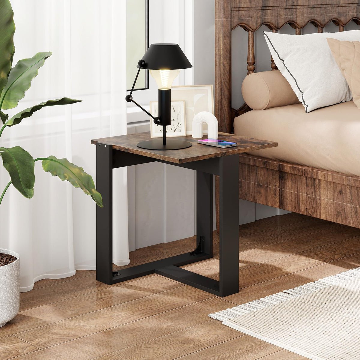 Set of 2 Square Wood Side Tables Y208470