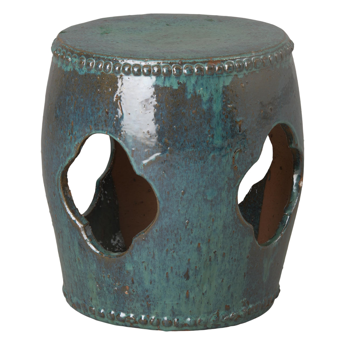 Teal Round Ceramic Garden Stool A224