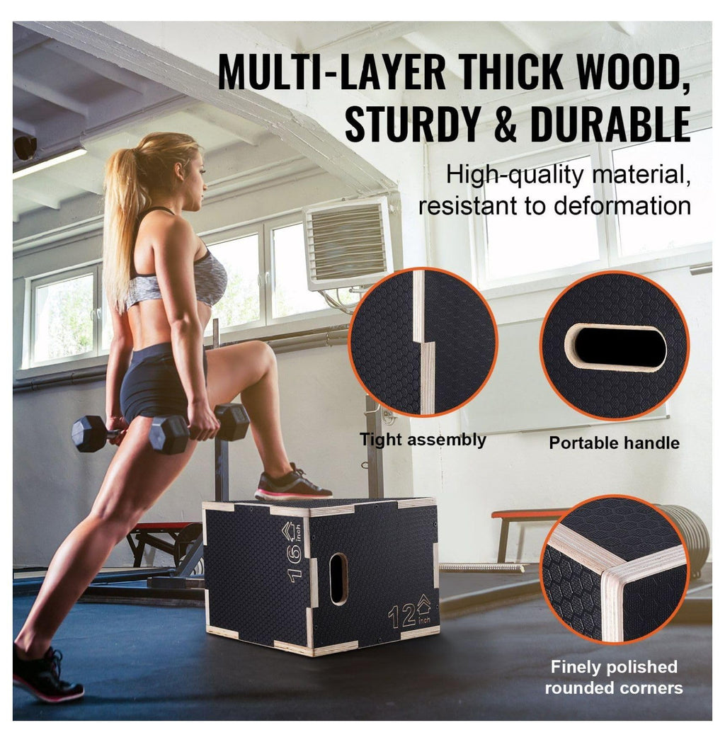 16/14/12 Inch Wooden Plyometric Jump Box J762