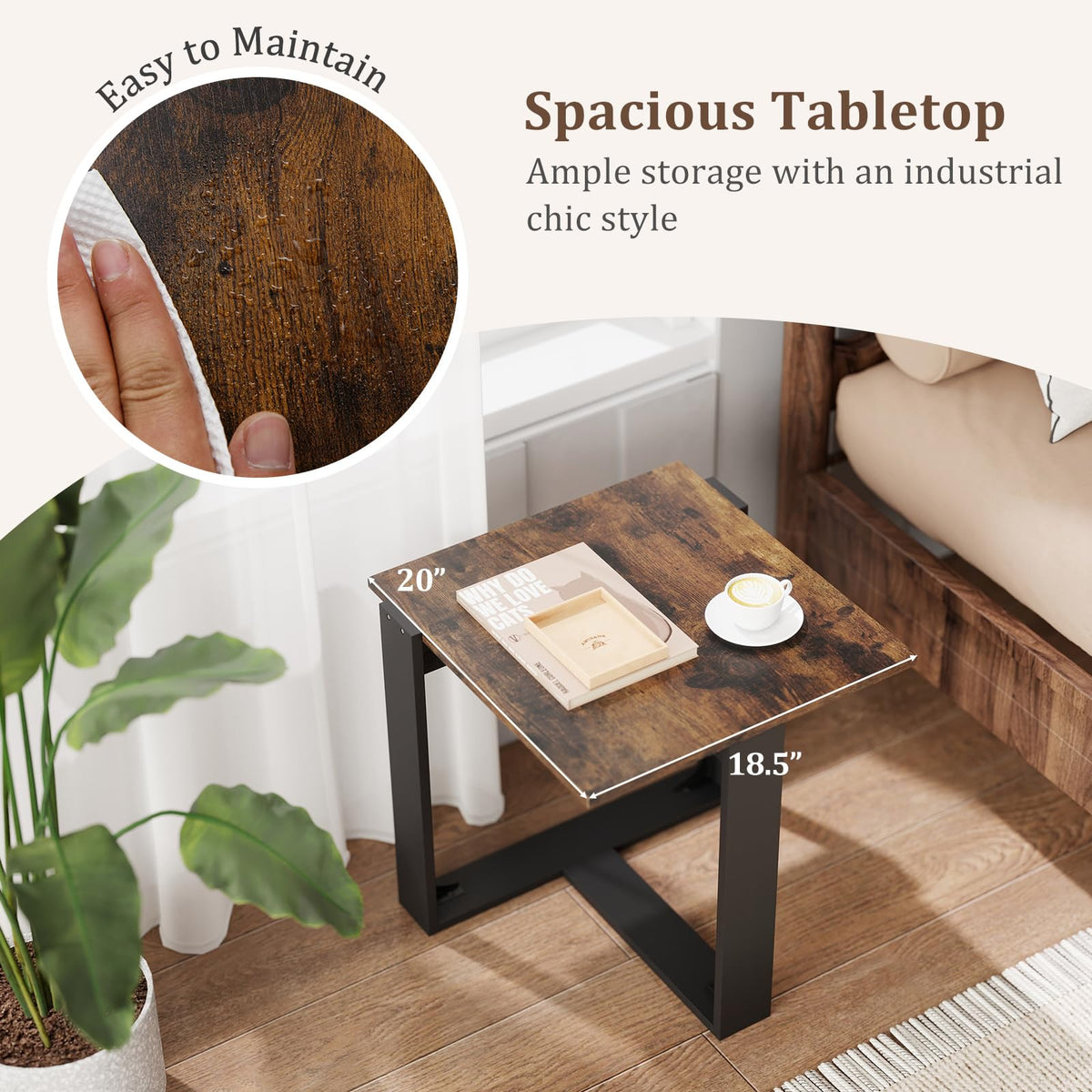 Set of 2 Square Wood Side Tables Y208470
