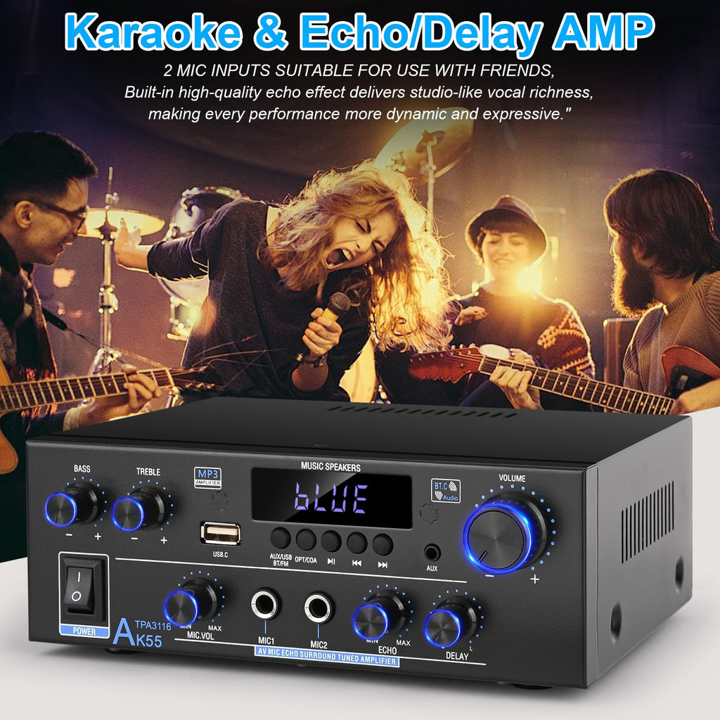 500W 2 Channel Bluetooth Stereo Audio Amplifier K238483