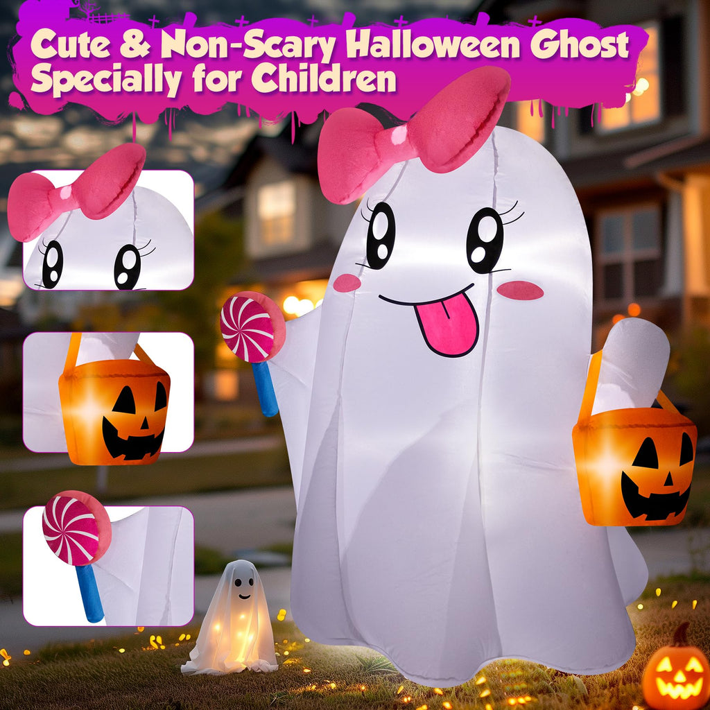 5FT Halloween Inflatables Ghost with Built-in LED Lights S187833