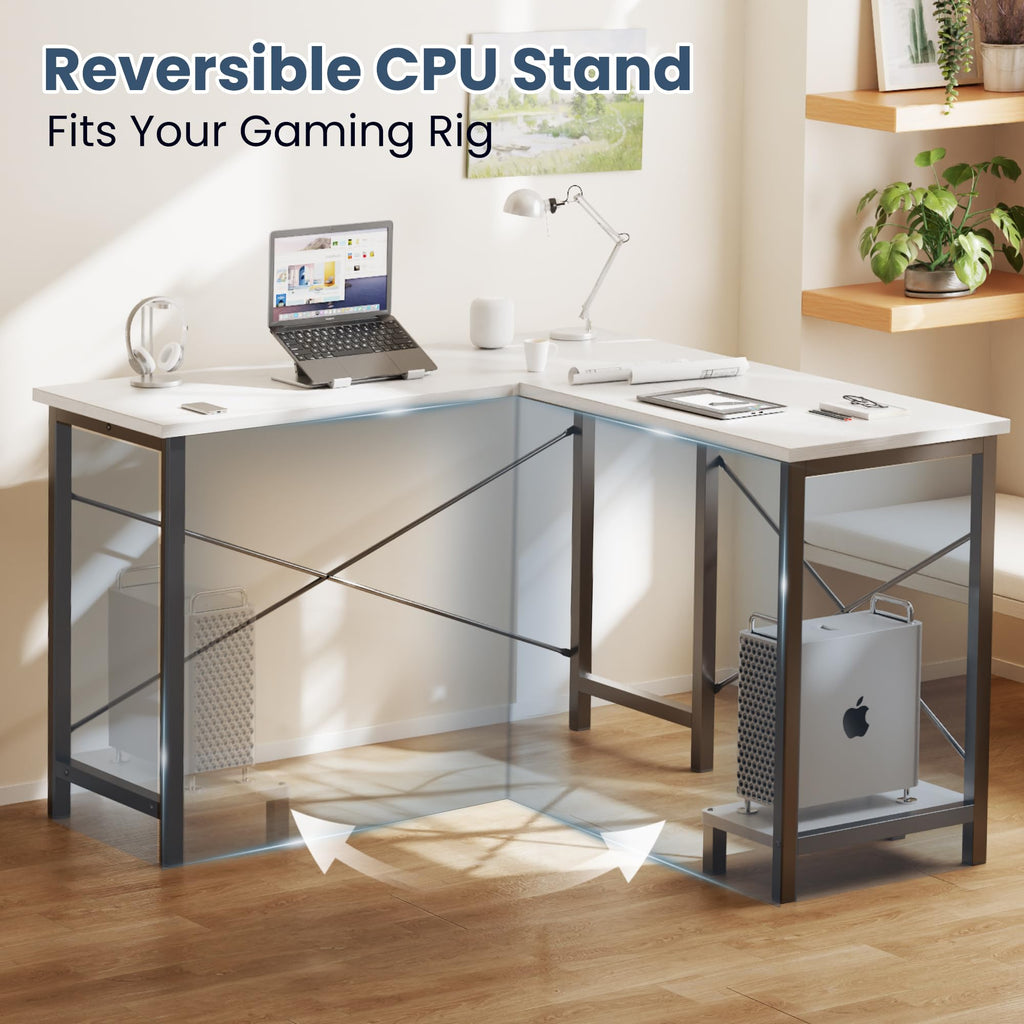 50-Inch Reversible L Shaped Desk with CPU Shelf A30763