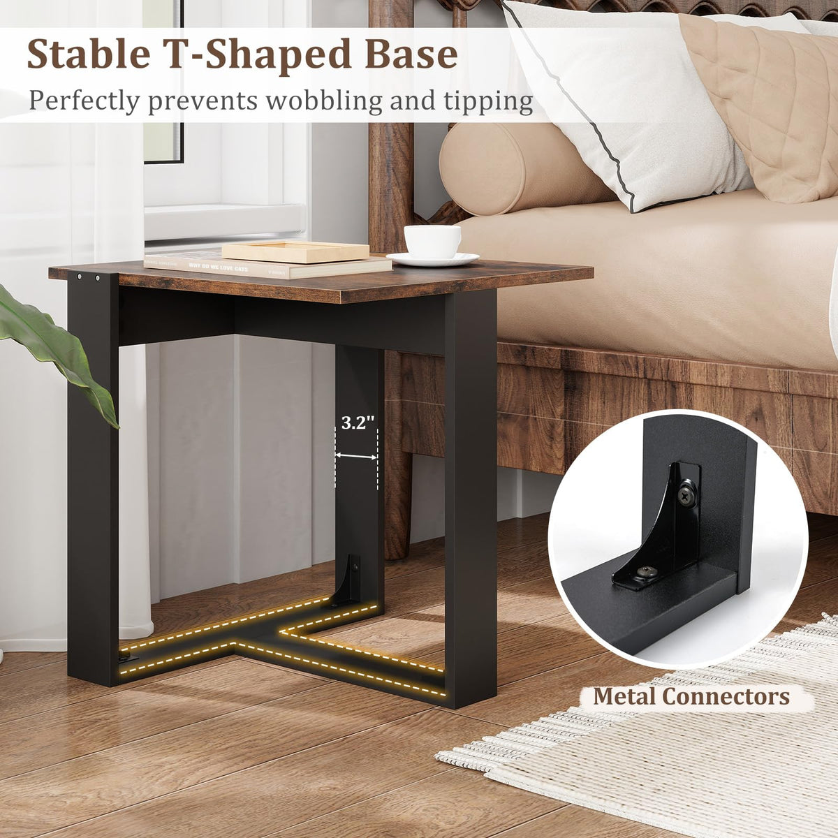 Set of 2 Square Wood Side Tables Y208470