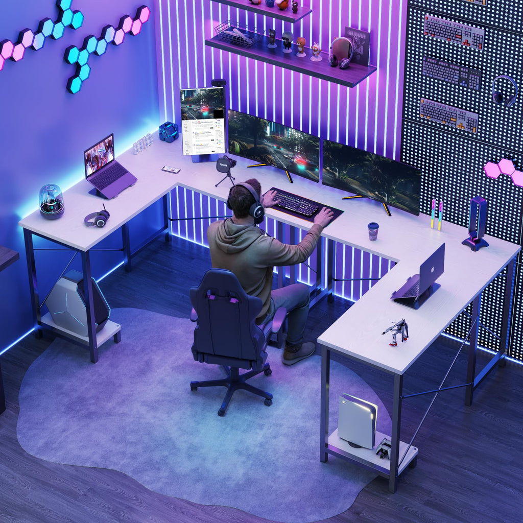 50-Inch Reversible L Shaped Desk with CPU Shelf A30763