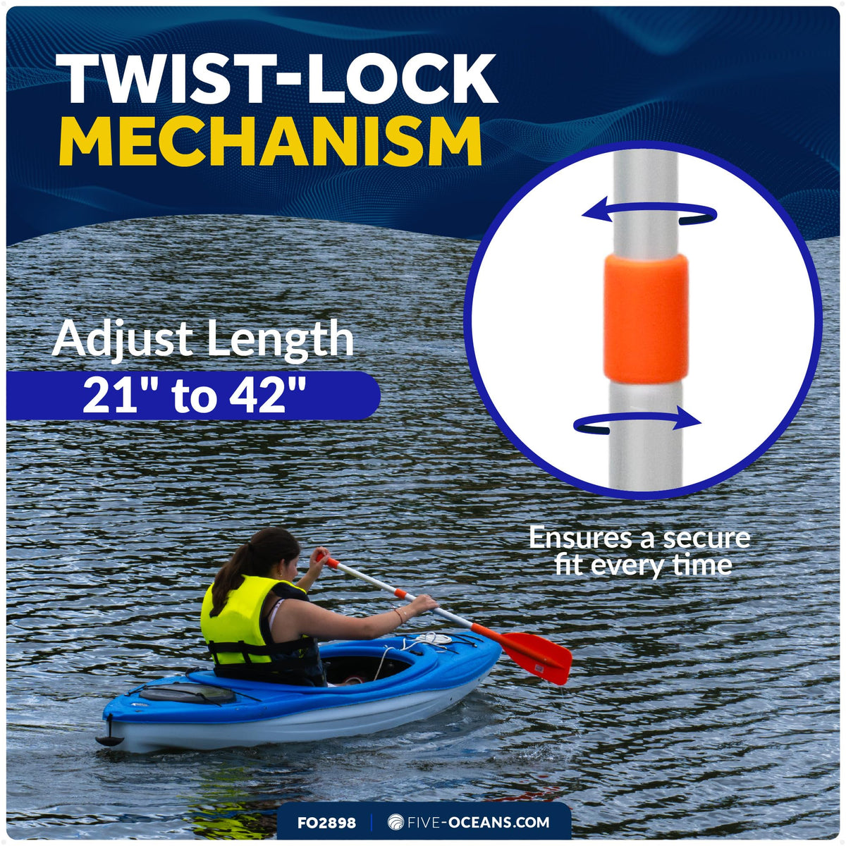 Telescoping Floating Orange Boat Paddle U557