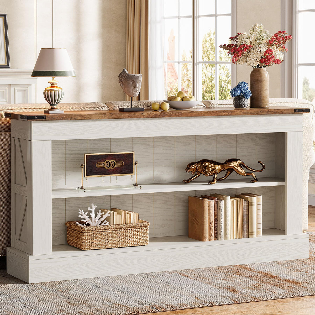 63" 3-Tier Console Table with Storage Shelves E3130