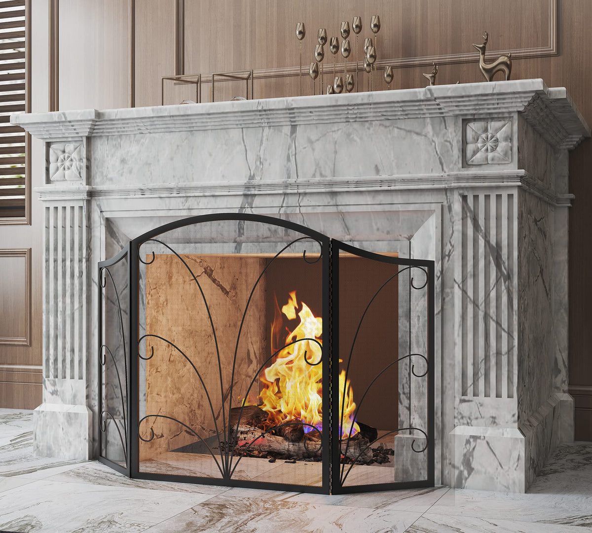 Arched Wrought Iron Fireplace Screen E62100