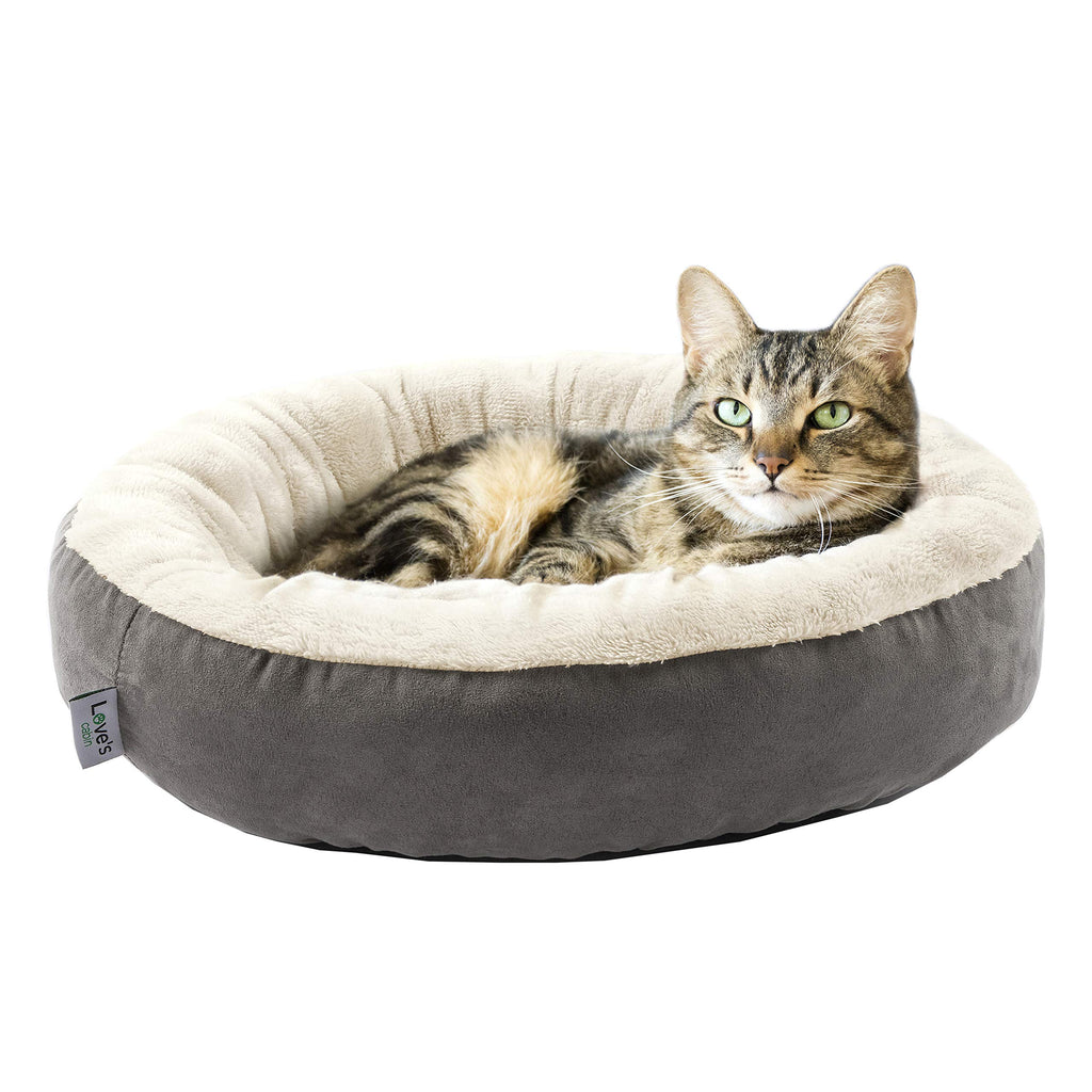 Round Donut Cat and Dog Cushion Bed, 20in Washable Gray K750
