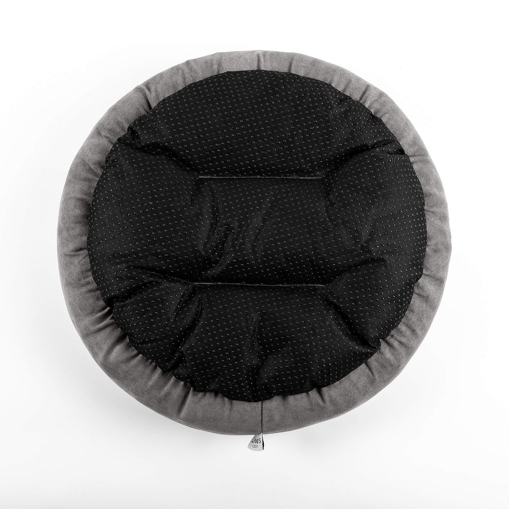 Round Donut Cat and Dog Cushion Bed, 20in Washable Gray K750